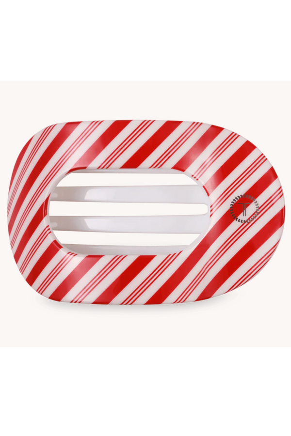 Teleties Flat Round Hair Clip - Candy Cane Crush