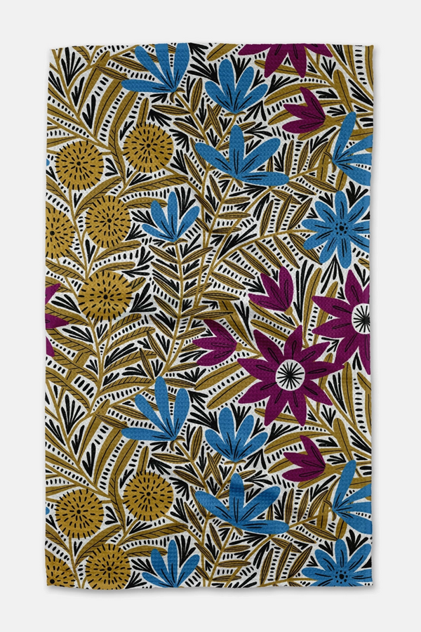 Geometry Kitchen Tea Towel - Teagan Dark Maroon