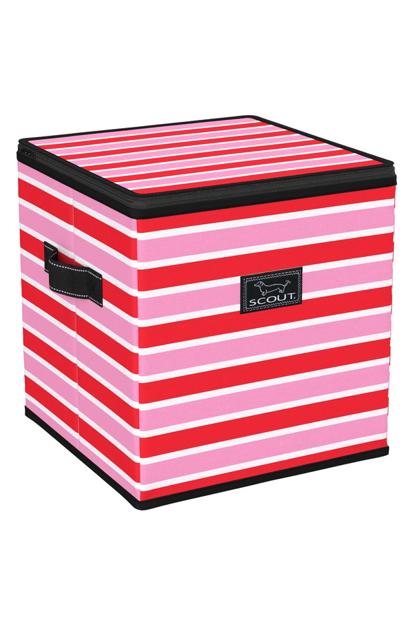 Joy Box Ornament Storage Bin - "Candy Striper" H25
