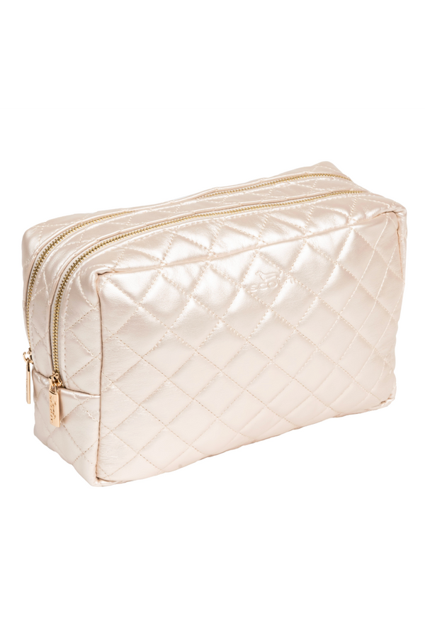 2 Way Toiletry Bag - "Champagne Quilted" H25