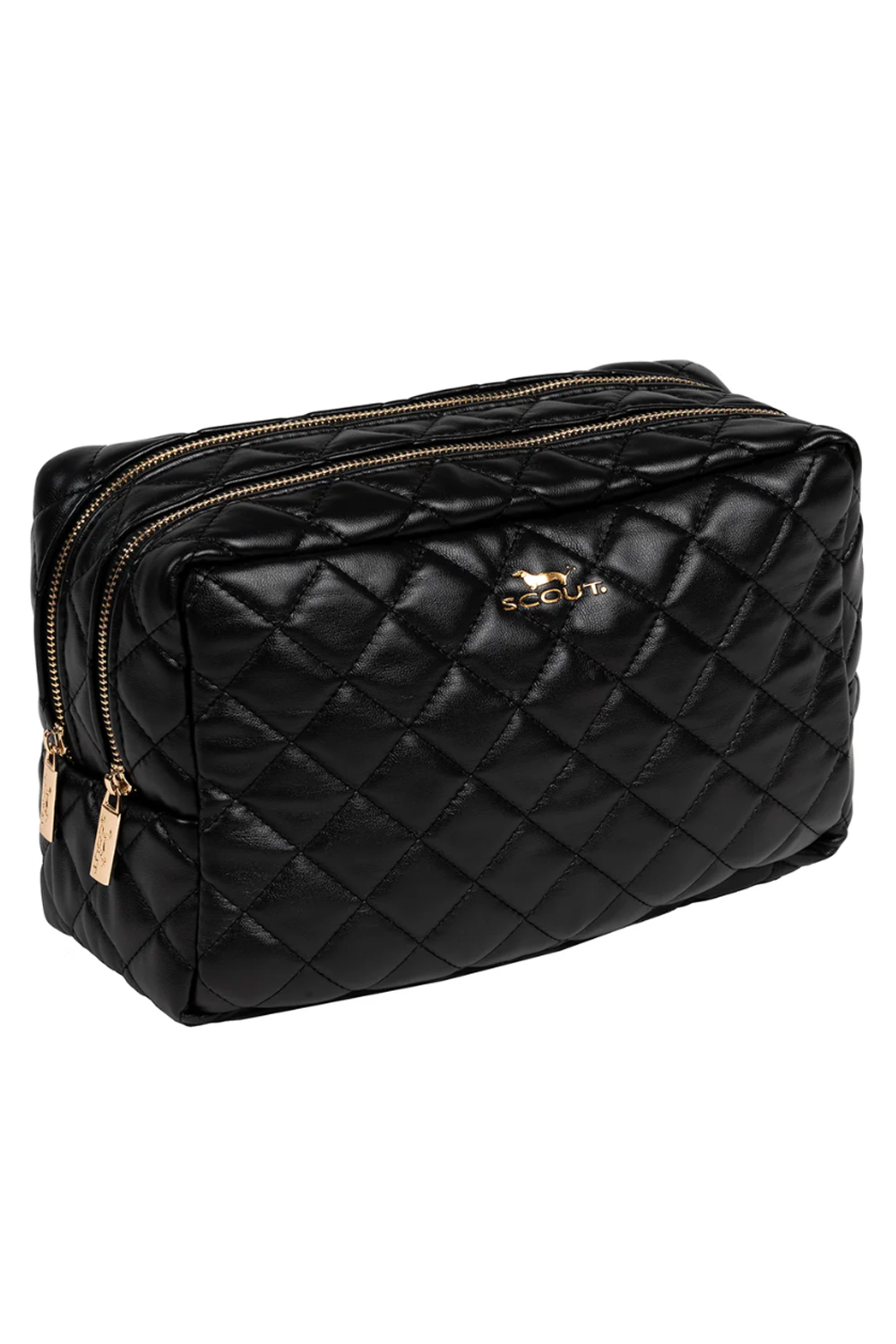 2 Way Toiletry Bag - "Black Quilted" H25