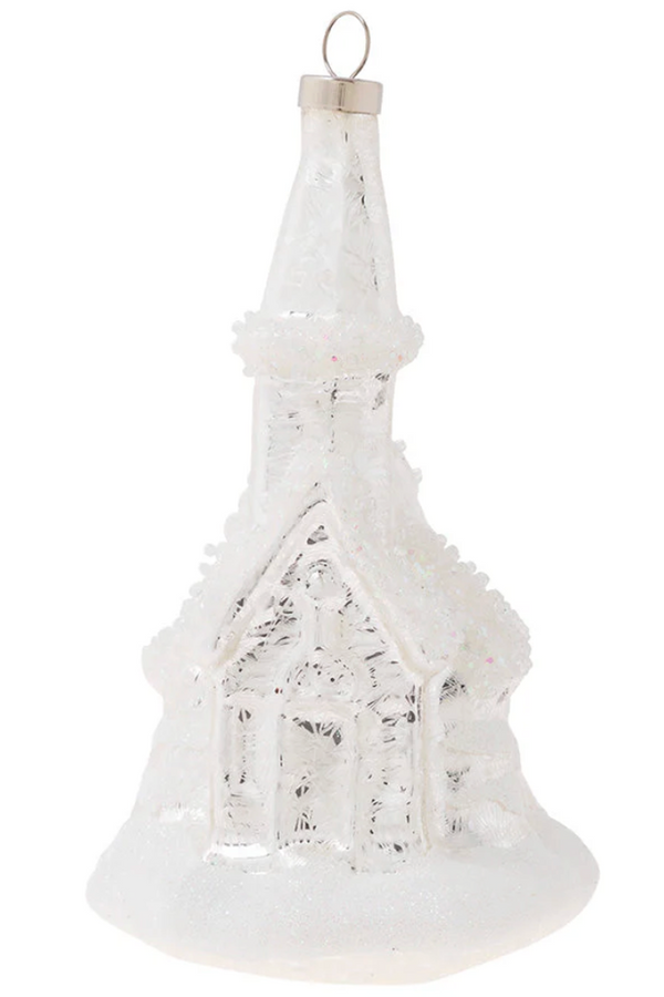Glass Ornament - Snowy Chapel