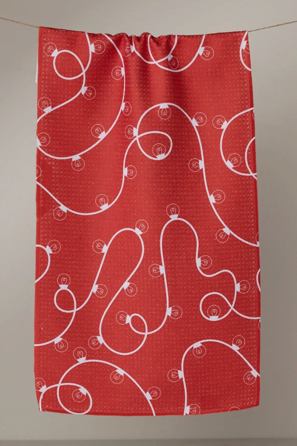 Geometry Bar Towel - Red Holiday Lights