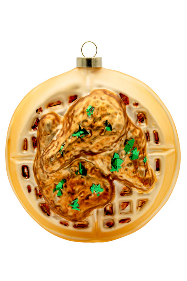 Glass Ornament - Big Chicken and Waffles