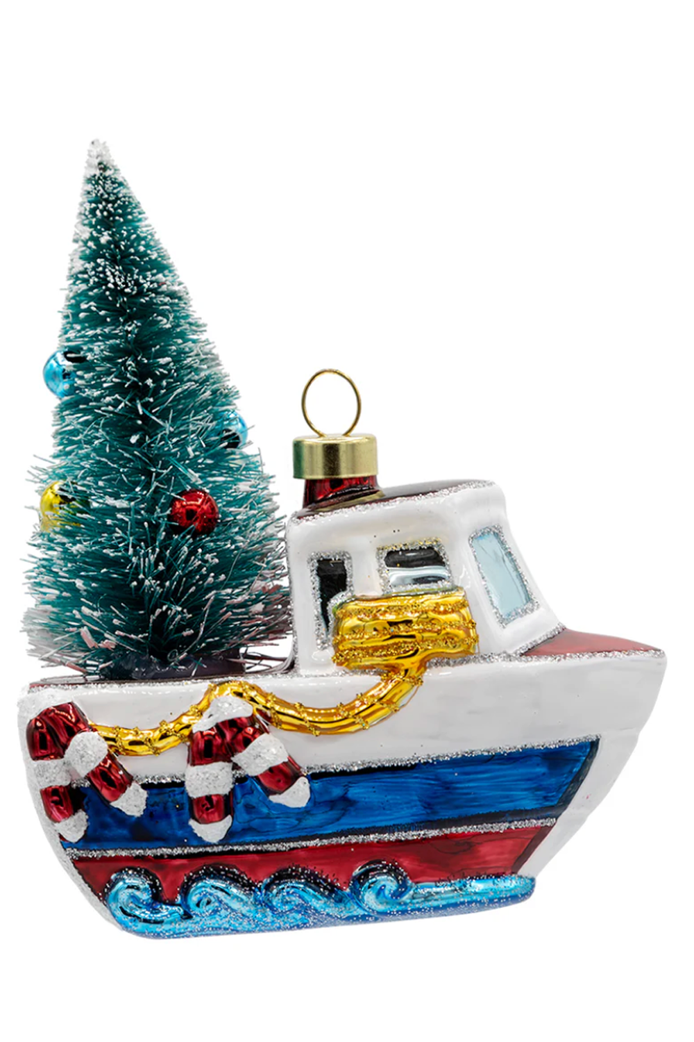 Glass Ornament - Merry Motorboat