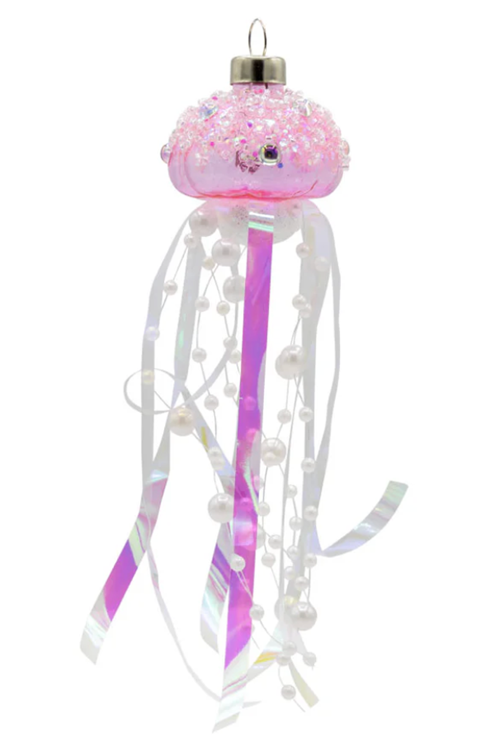 Glass Ornament - Pink Jeweled Big Jellyfish