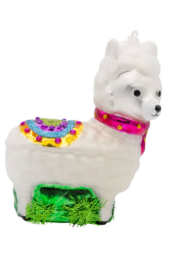 Glass Ornament - Christmas Cute Llama