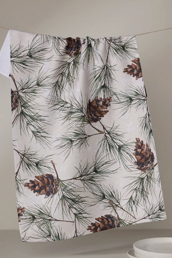 Geometry Kitchen Tea Towel - Evergreen Frost