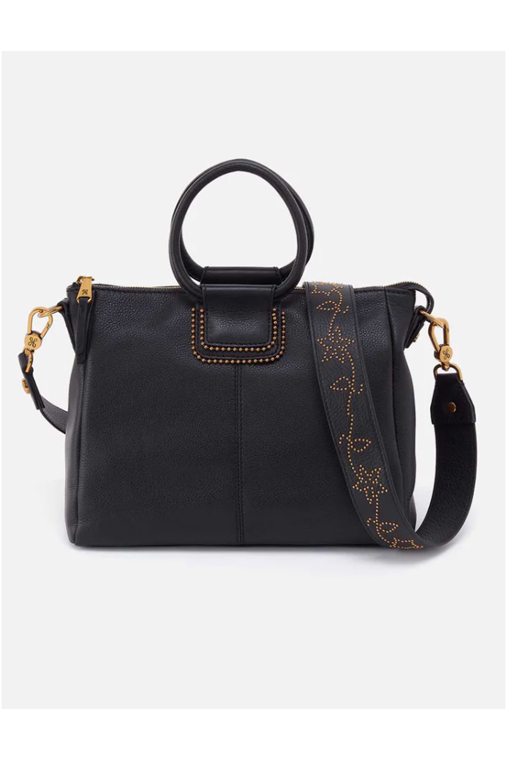 Sheila Medium Satchel - Velvet Hide Black Embellished
