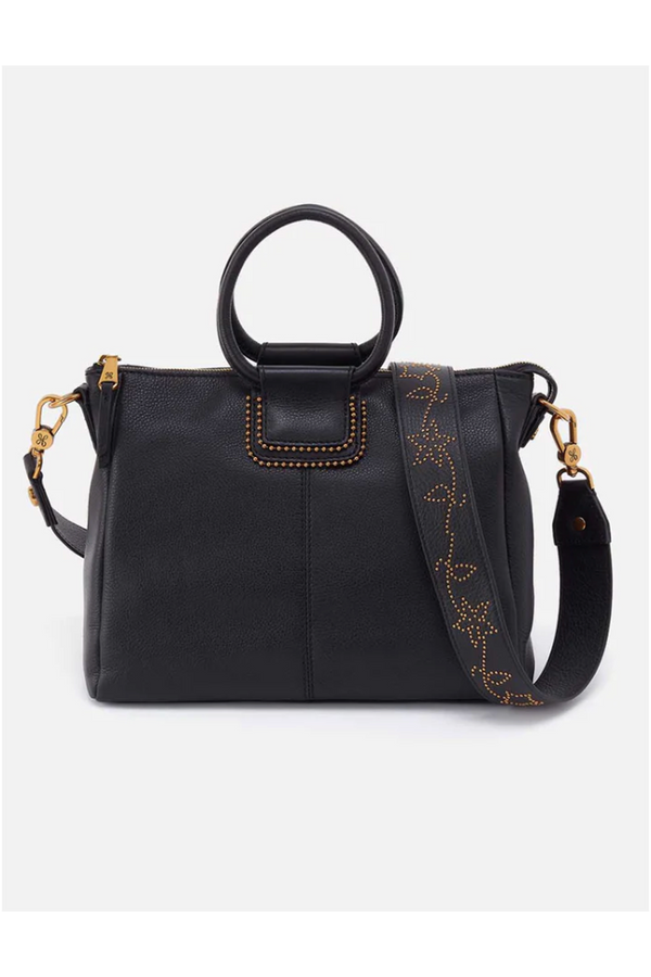 Sheila Medium Satchel - Velvet Hide Black Embellished