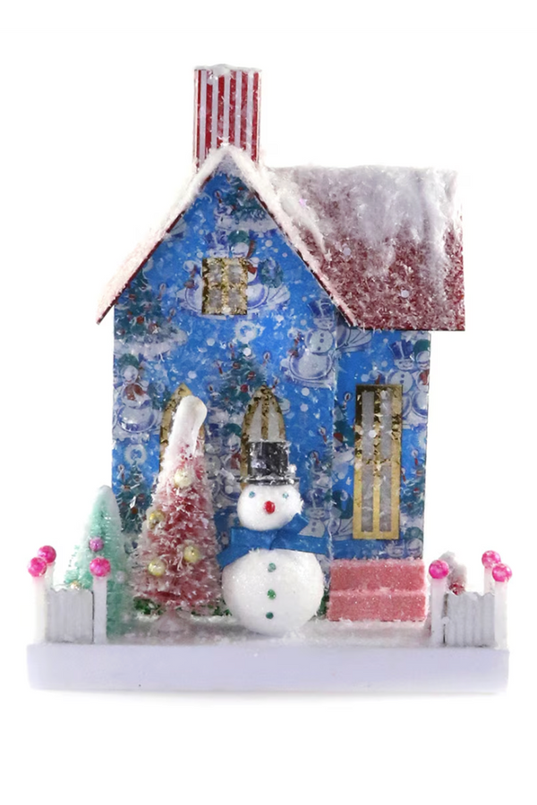 Whimsical Village House - Retro Snowman Abode