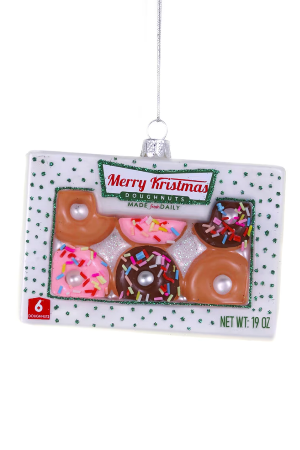 Glass Ornament - Box of Merry Kristmas Doughnuts