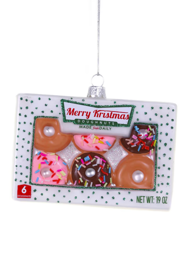 Glass Ornament - Box of Merry Kristmas Doughnuts