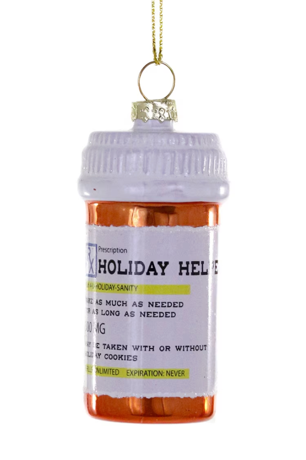 Glass Ornament - Holiday Helper Pill Bottle