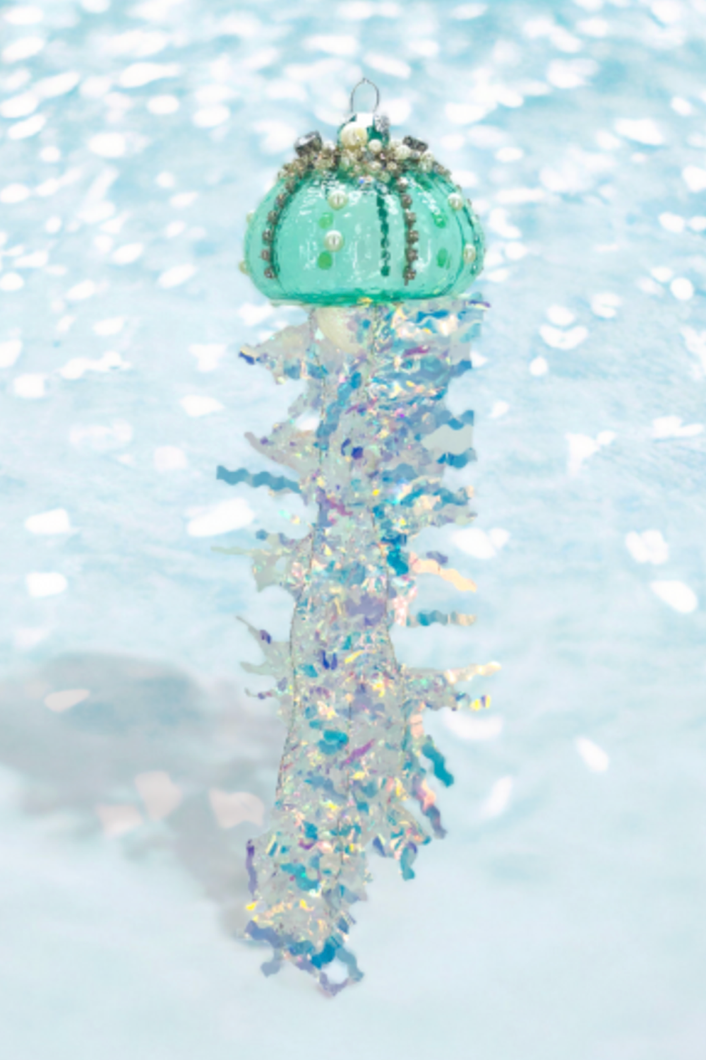 Glass Ornament - Under the Sea Blue Jellyfish