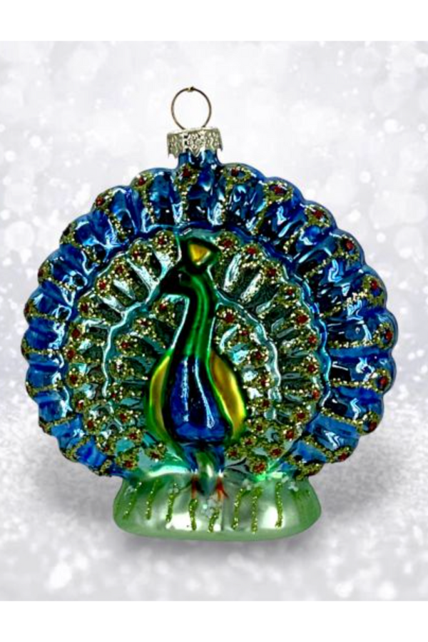 Glass Ornament - Darling Peacock