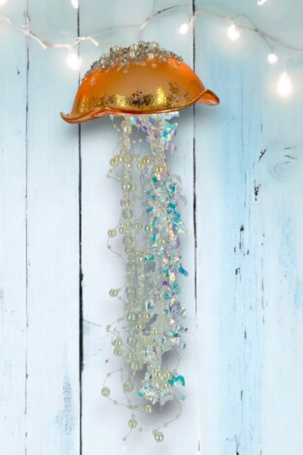 Glass Ornament- Sealife Orange Jellyfish