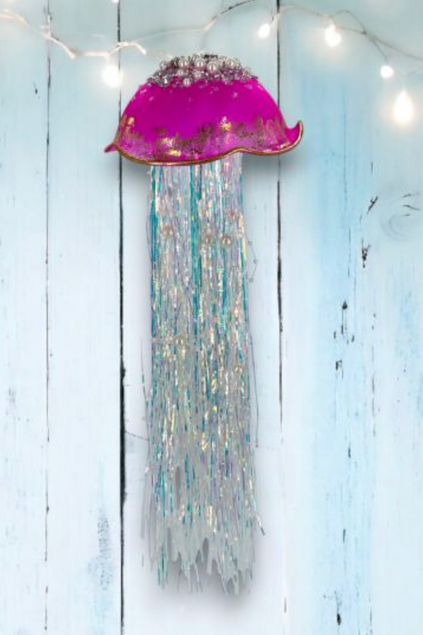 Glass Ornament - Sealife Pink Purple Jellyfish