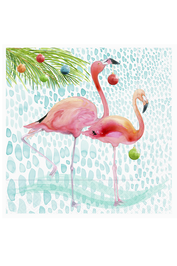 Cocktail Napkin Pack - Pink Flamingo Christmas