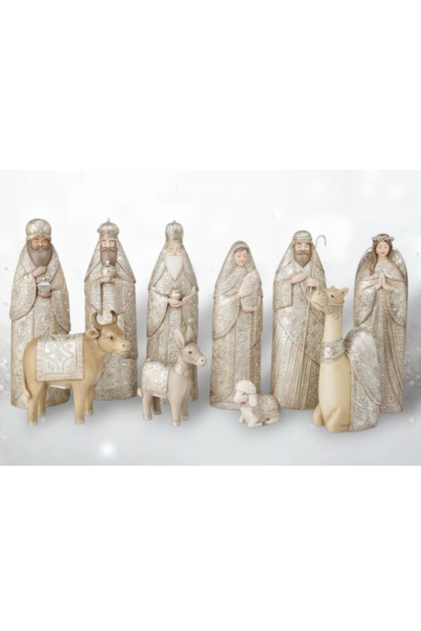 Large Shimmering Nativity Set of 10