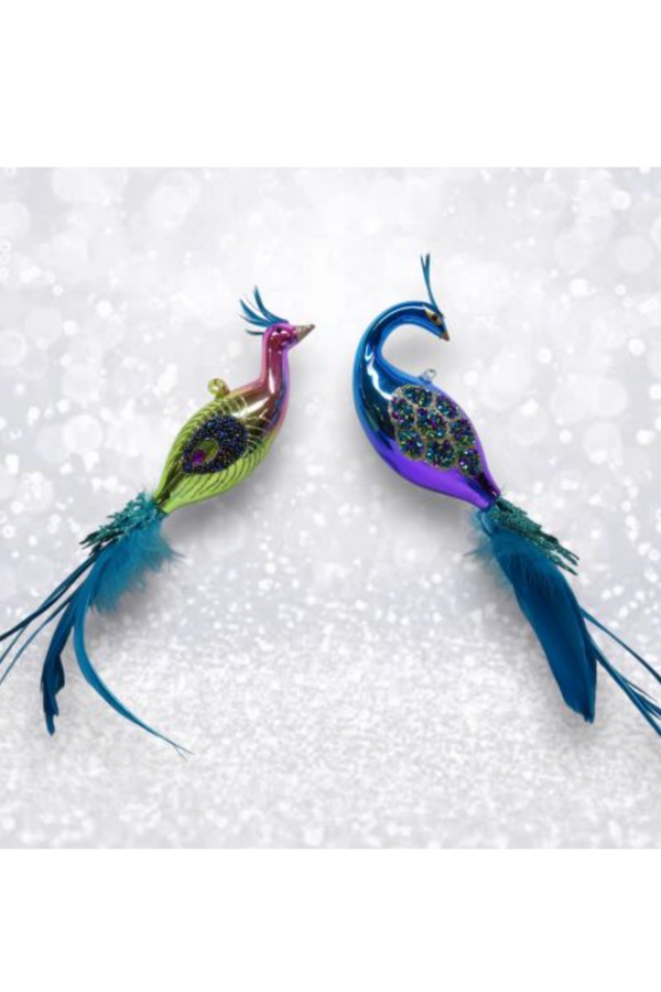 Glass Ornament - Slender Peacock