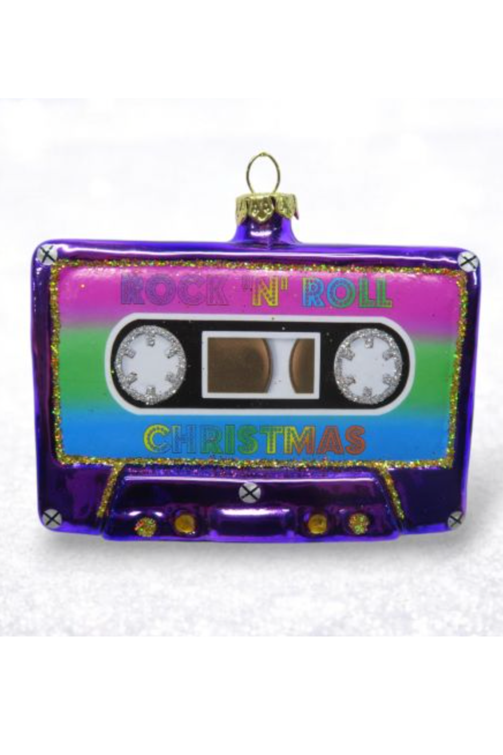 Glass Ornament - Neon Purple Cassette