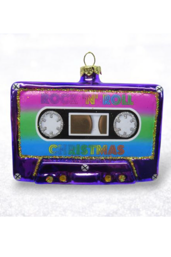 Glass Ornament - Neon Purple Cassette