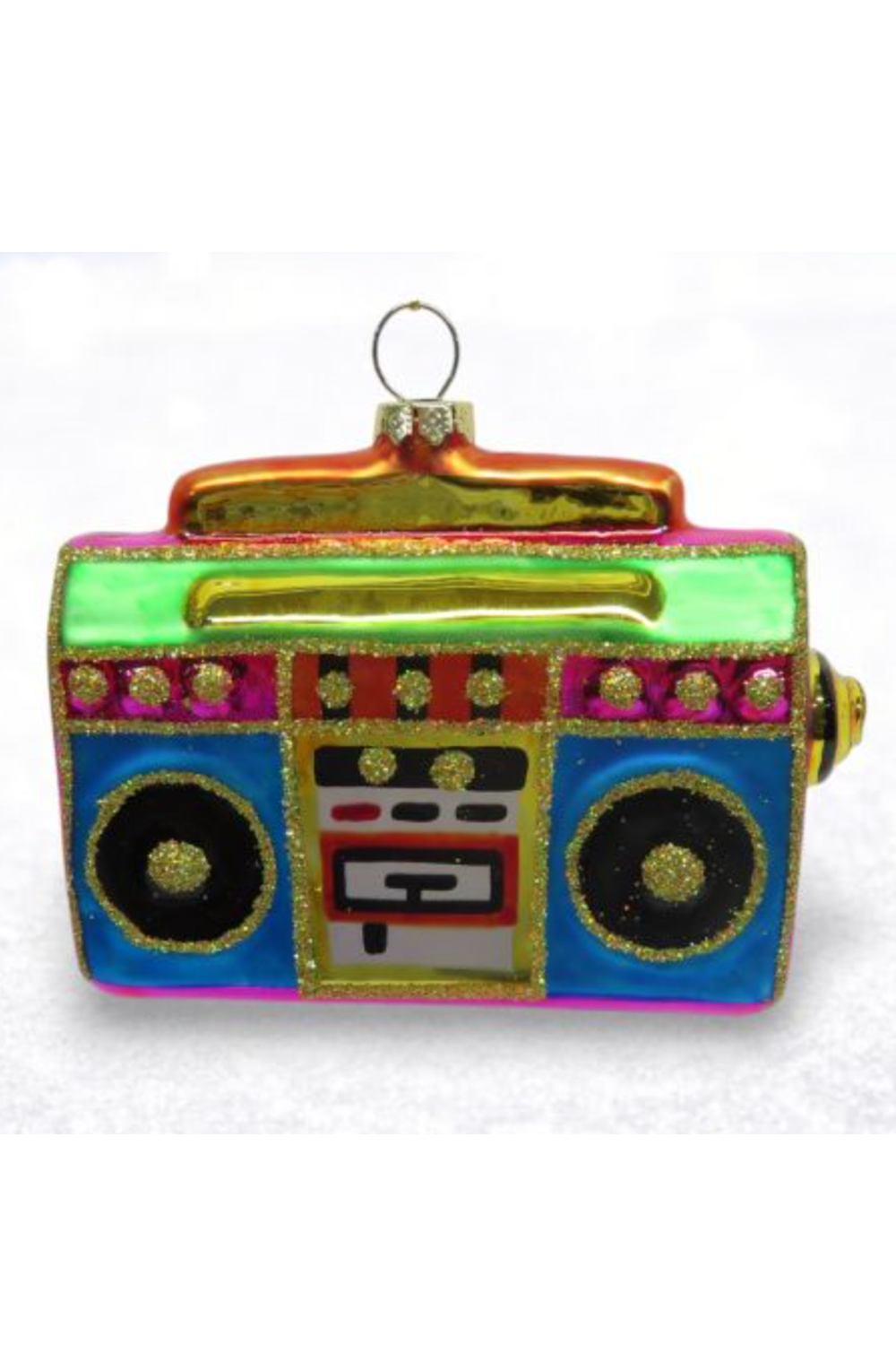 Glass Ornament - Neon Boom Box