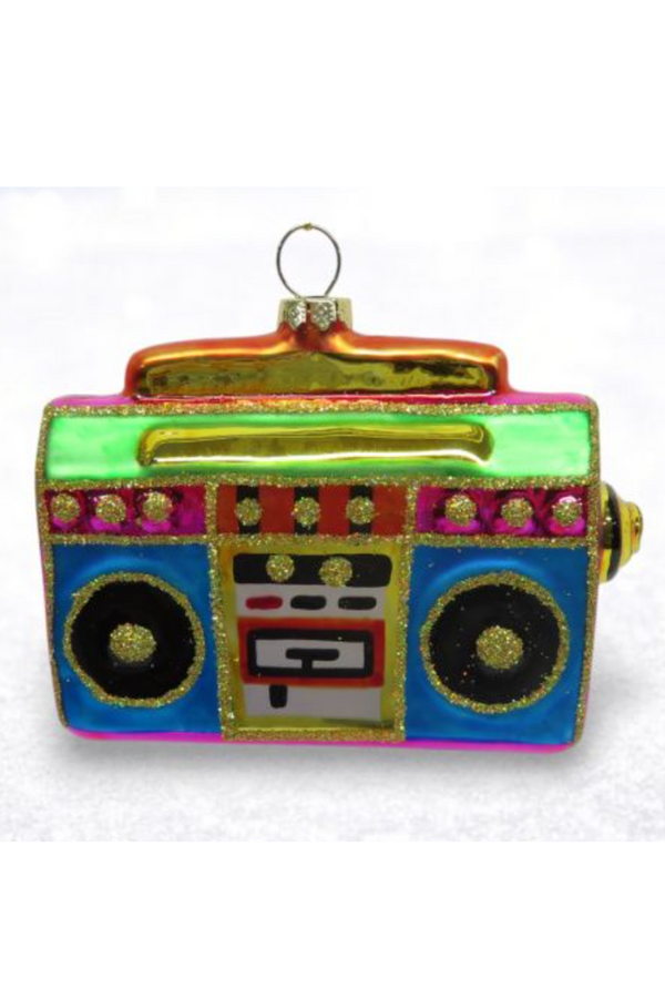 Glass Ornament - Neon Boom Box