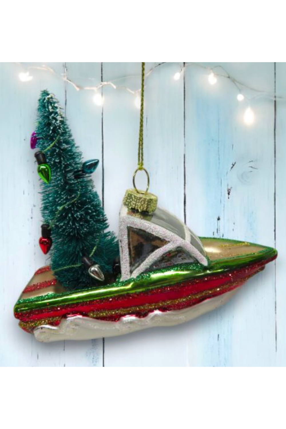 Glass Ornament - Adorable Boat with Tree