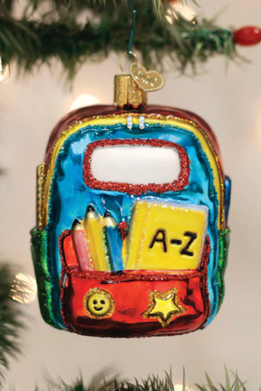 Glass Ornament - First Day of School Backpack