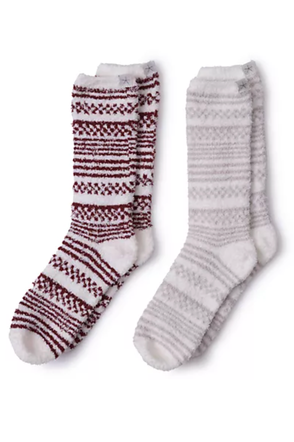 CozyChic Set 2 Socks - Checkered Stripe Crimson
