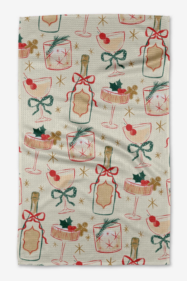 Geometry Kitchen Tea Towel - Christmas Cocktails