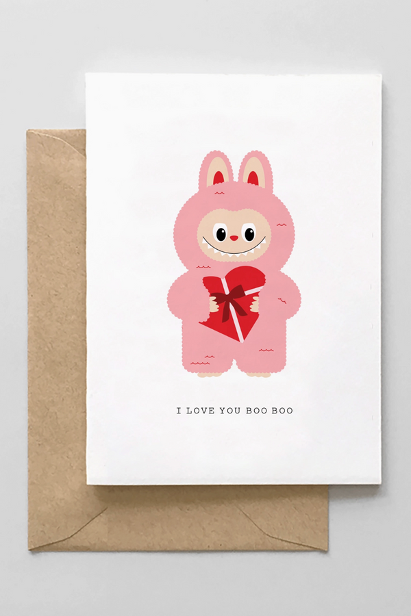 MB Valentine Greeting Card - I Love You Boo Boo PINK