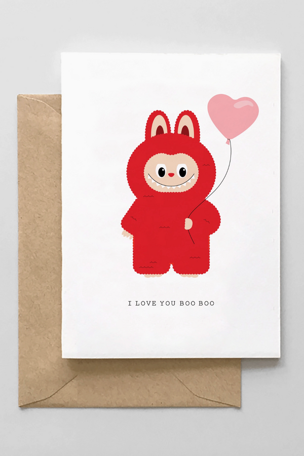 MB Valentine Greeting Card - I Love You Boo Boo RED