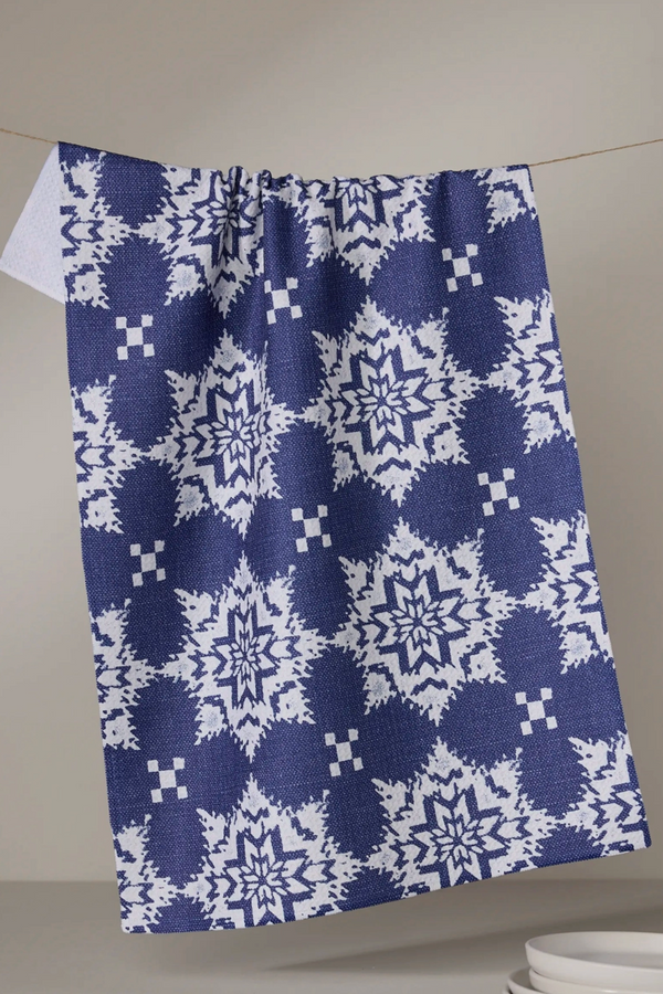 Geometry Kitchen Tea Towel - Iceflower Blue