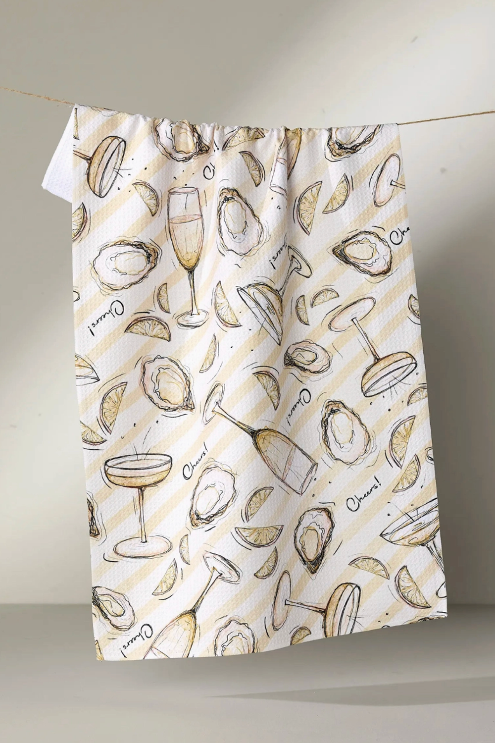 Geometry Kitchen Tea Towel - Oysters and Champagne