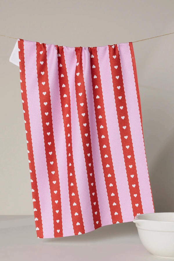 Geometry Kitchen Tea Towel - Ribbon Hearts