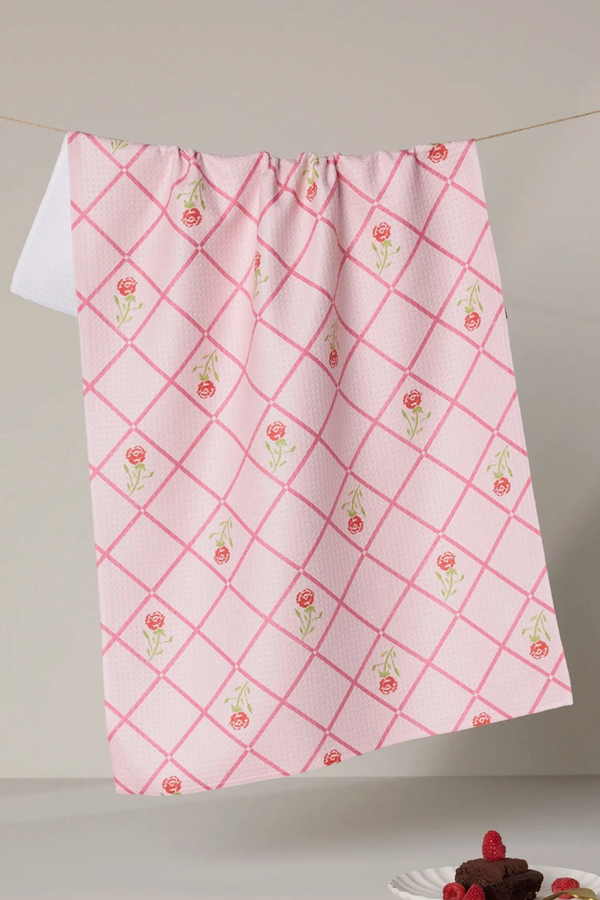 Geometry Kitchen Tea Towel - Rose Lattice