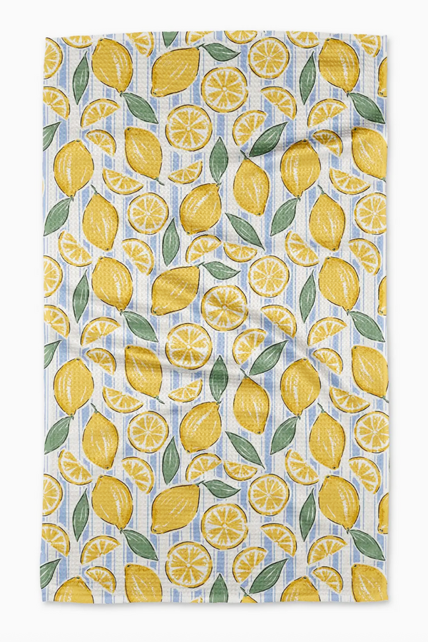 Geometry Kitchen Tea Towel - Sour Lemon Stripes