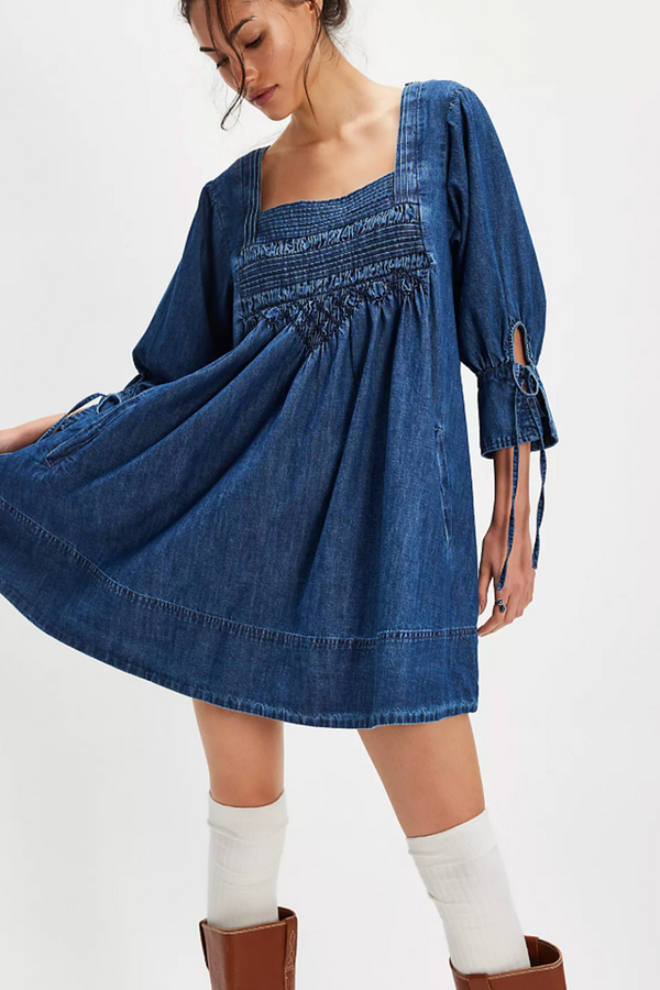 FP Sonora Denim Mini Dress - Midnight Rinse