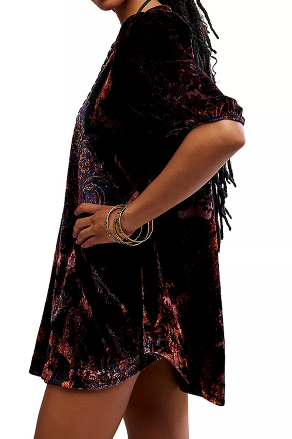 FP Maye Printed Velvet Tunic - Dark Black Combo