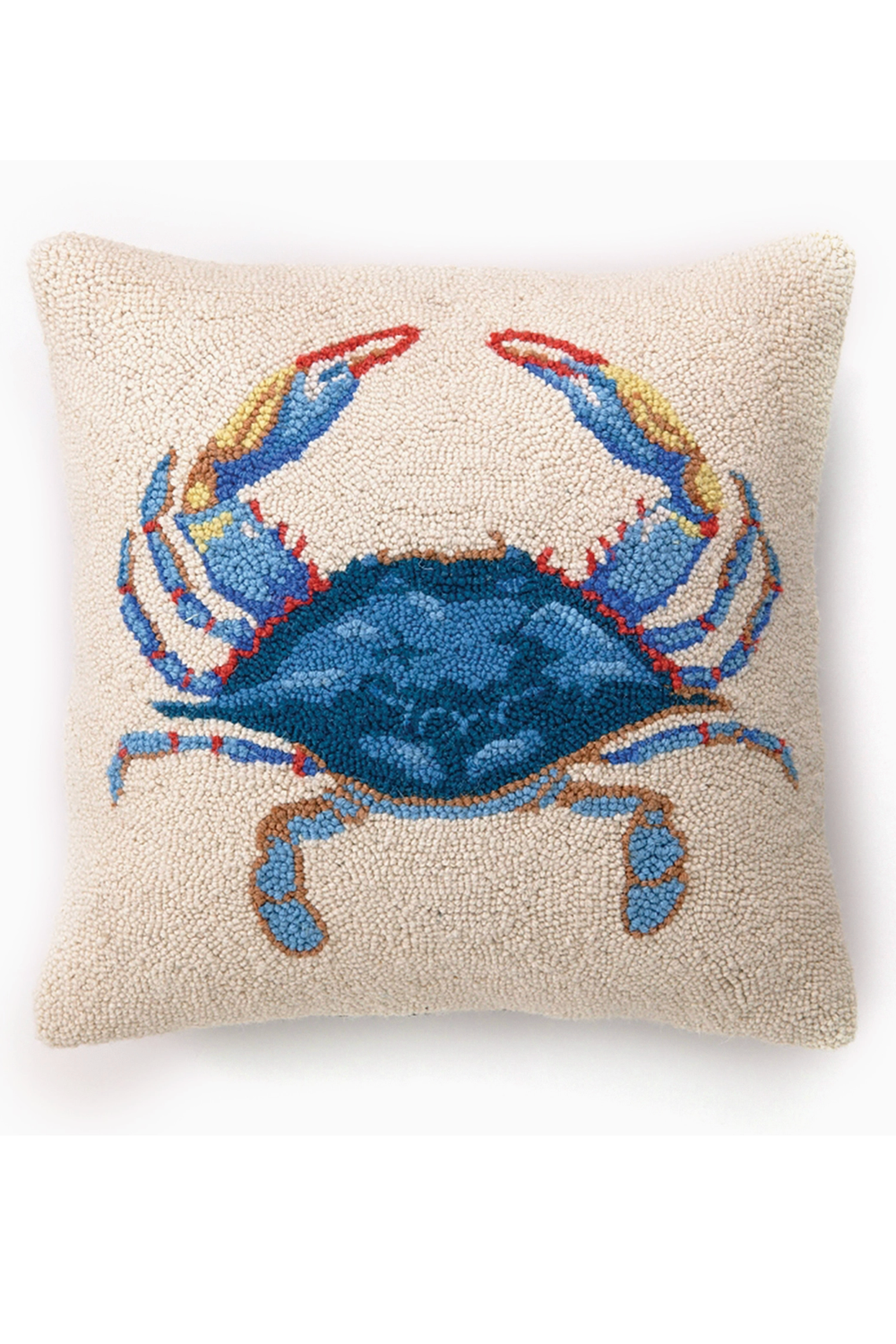 Hooked Large Pillow - Colorful Blue Crab