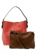 Joy Hobo-Style Handle Handbag - Living Coral / Coffee