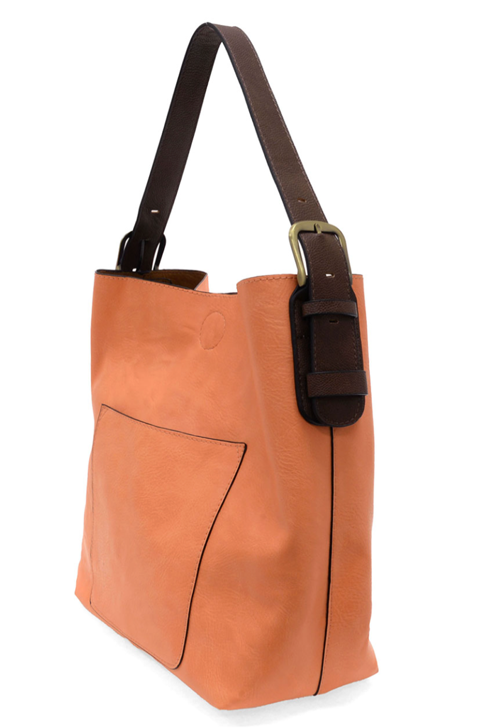 Joy Hobo-Style Handle Handbag - Coral Peach / Coffee