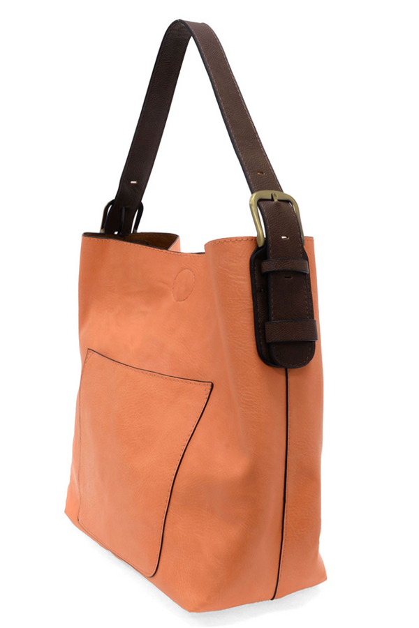 Joy Hobo-Style Handle Handbag - Coral Peach / Coffee