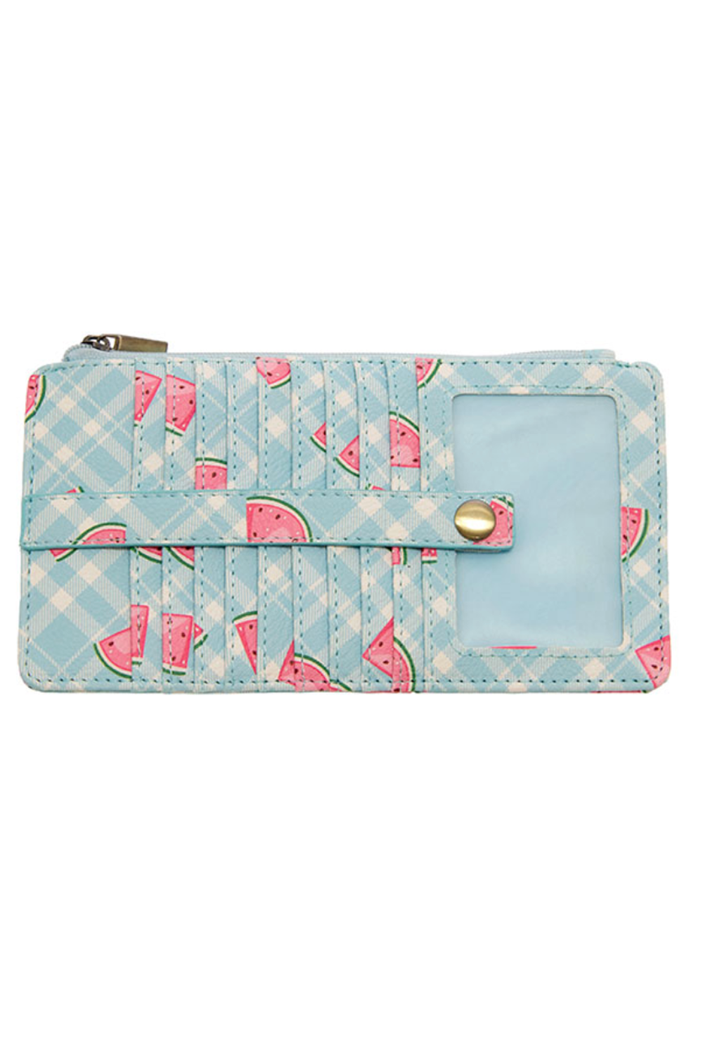 Joy Kara Wallet - Watermelon on Blue Plaid