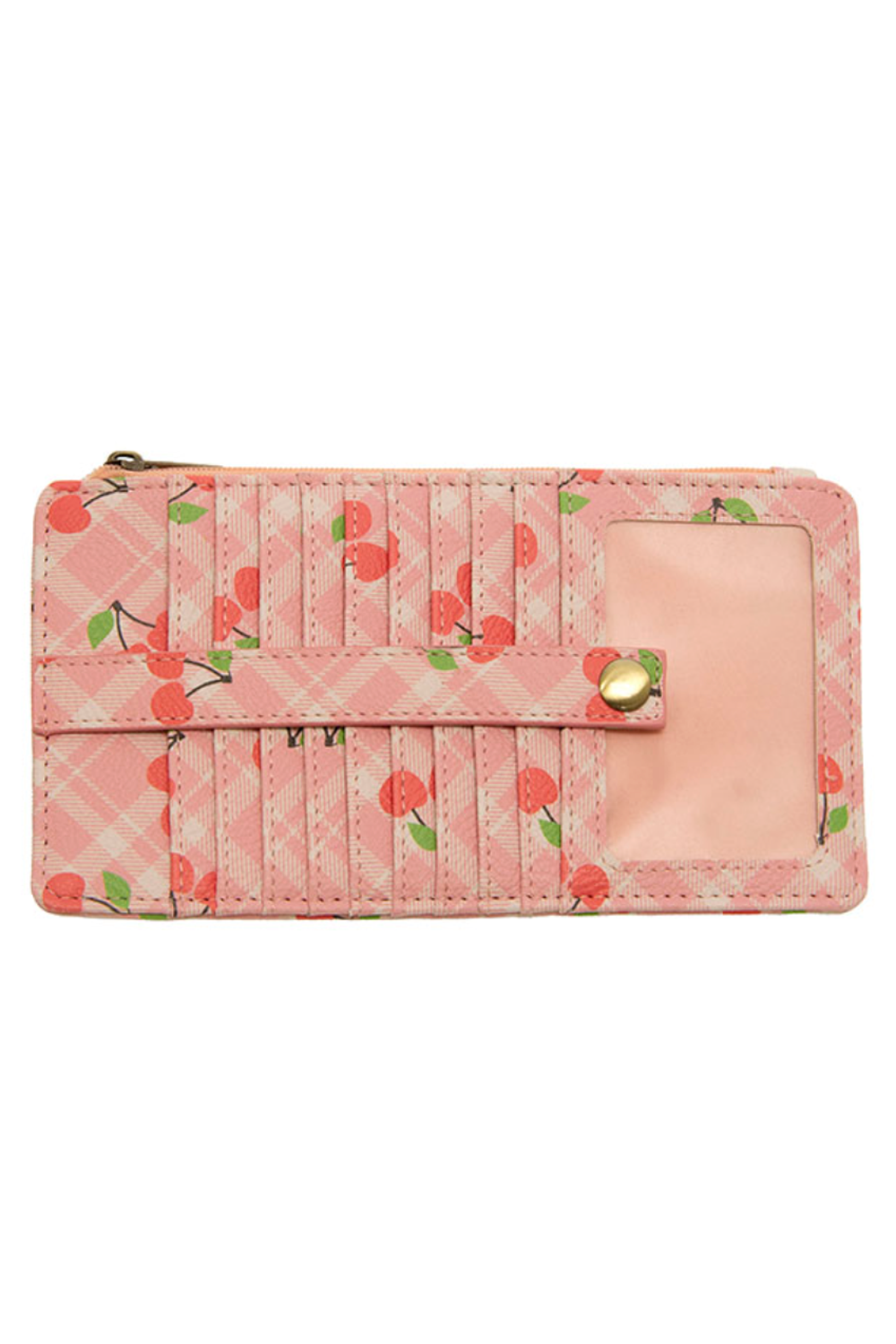 Joy Kara Wallet - Cherries on Pink Plaid