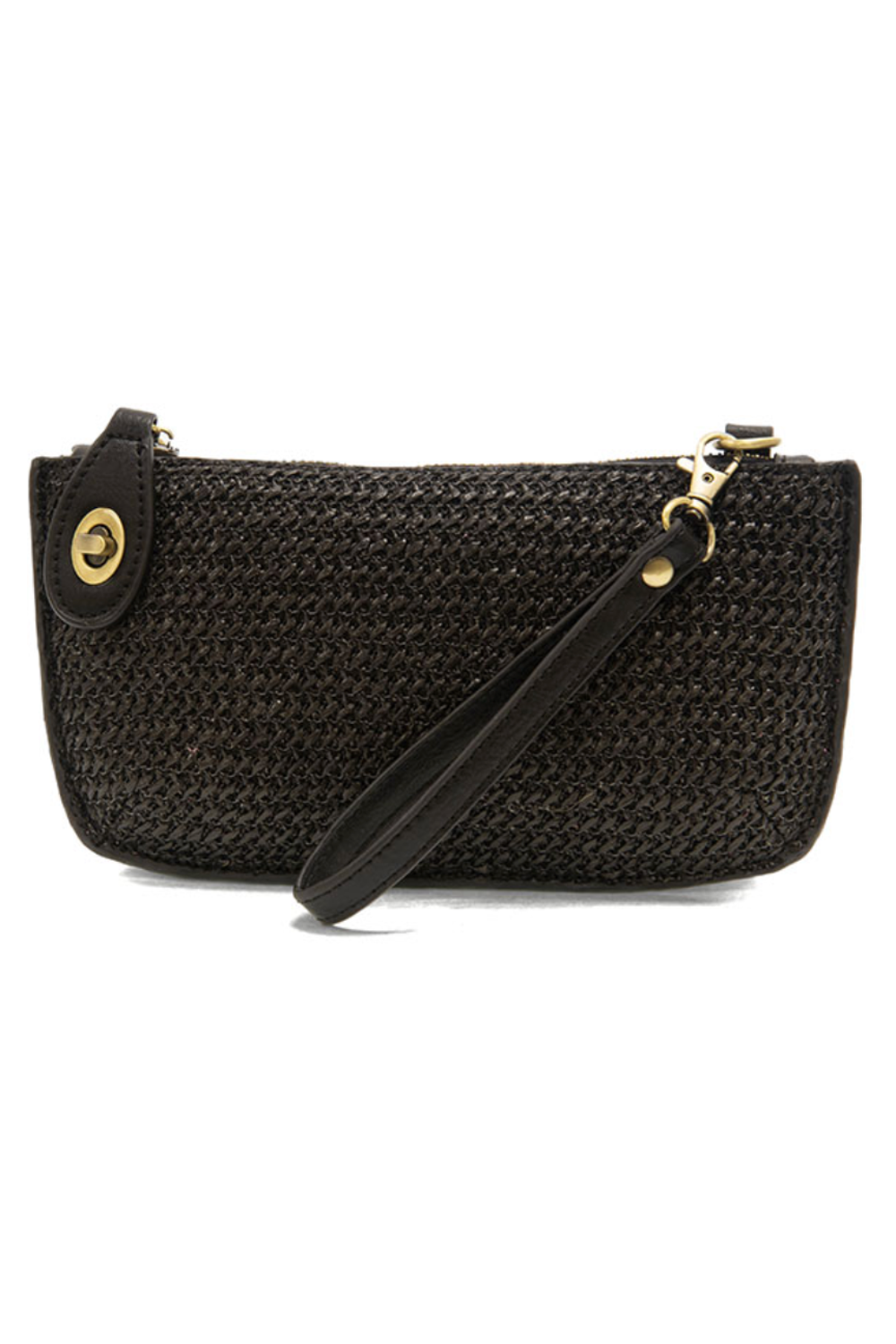 Joy Mini Crossbody Wristlet Clutch - Straw Black Solid