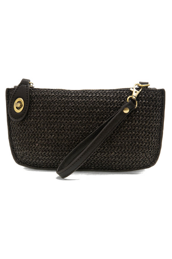 Joy Mini Crossbody Wristlet Clutch - Straw Black Solid